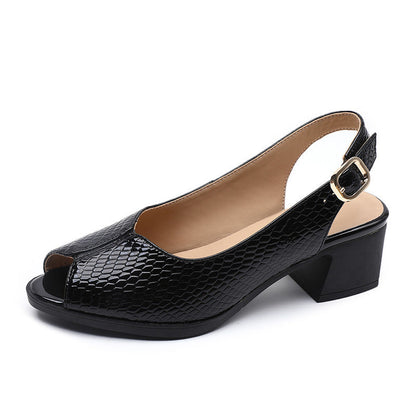 Sandale Cristina din piele cu vârful deschis - Mărimi mari confortabile