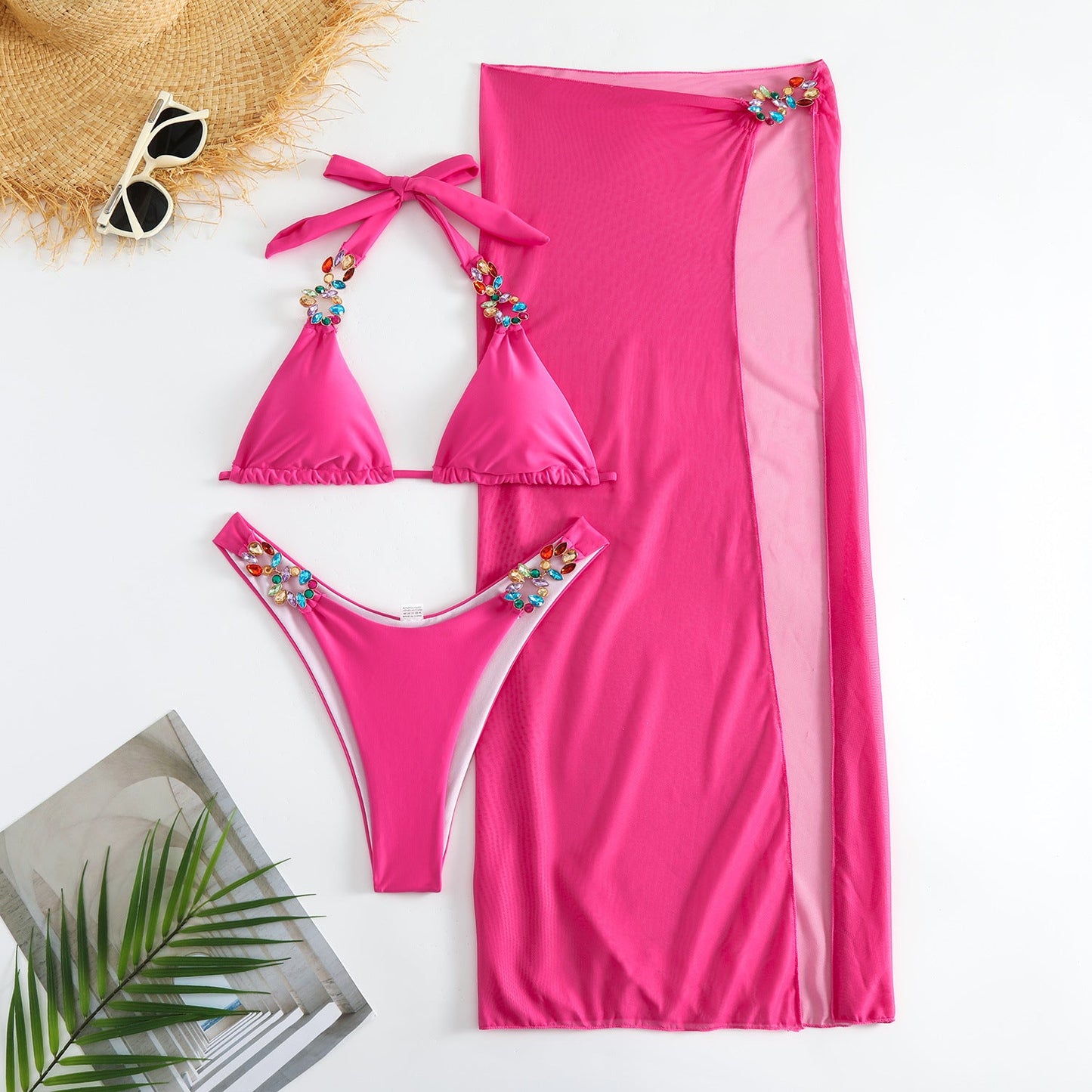 Set bikini din trei piese cu plasă radiantă de Cristina Gore