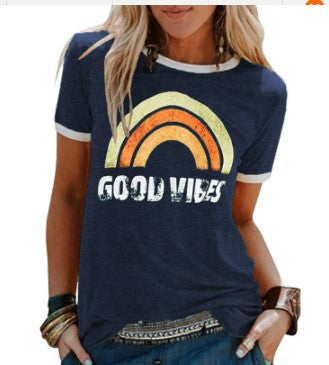 Tricou Cristina Good Vibes - Stil retro cu imprimeu
