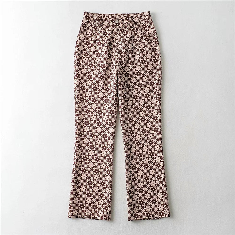 Pantaloni drepți cu talie înaltă Retro Wave Cristina Gore