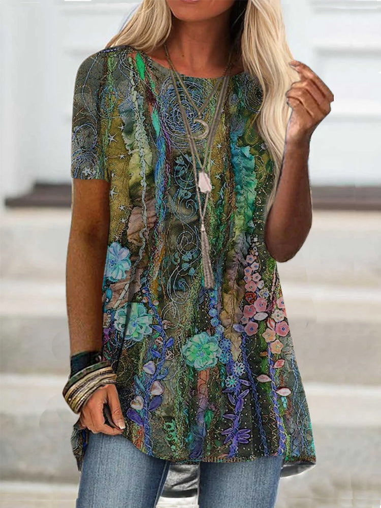 Tricou Cristina cu imprimeu digital - Inspirație florală artistică