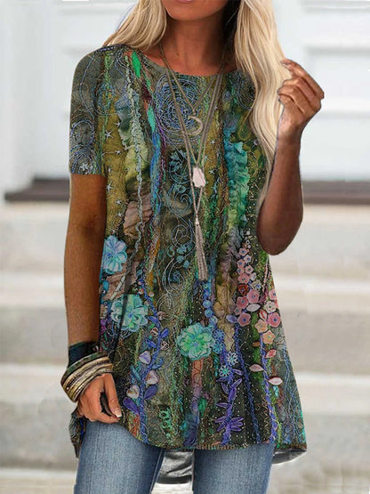 Tricou Cristina cu imprimeu digital - Inspirație florală artistică