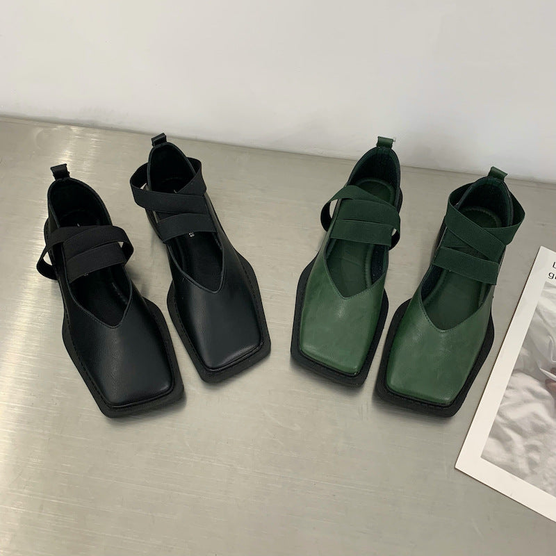 Pantofi Cristina retro cu vârf pătrat - Confort la toc jos