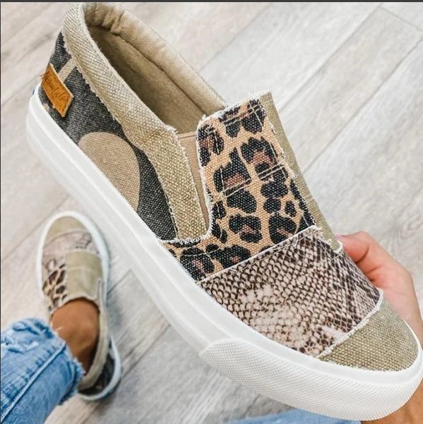 Mocasini Cristina - model patchwork cu imprimeu animal print