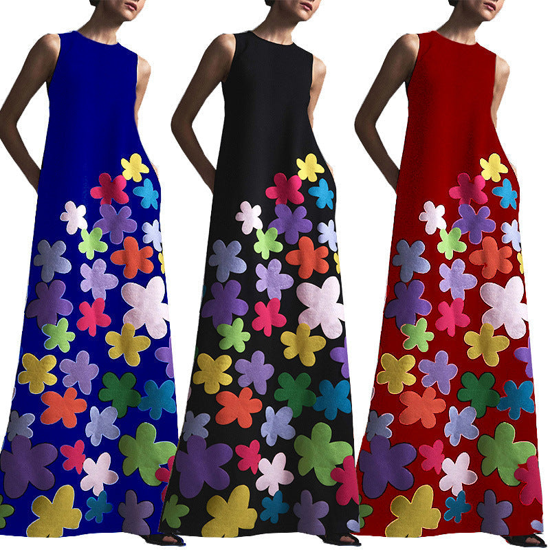 Rochie maxi fără mâneci Cristina - Inspirată de imprimeurile florale