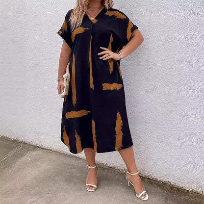 Rochie maxi Dolman cu imprimeu geometric modern Cristina Gore