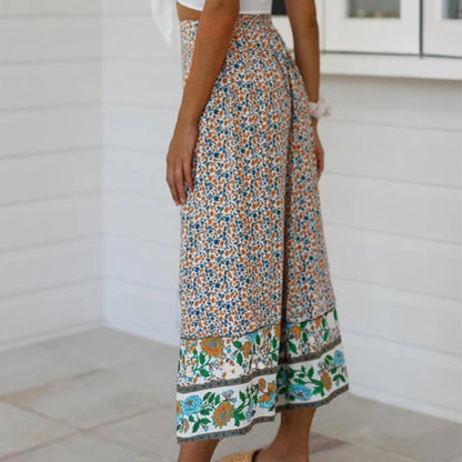 Pantaloni drepți cu imprimeu floral Cristina Gore