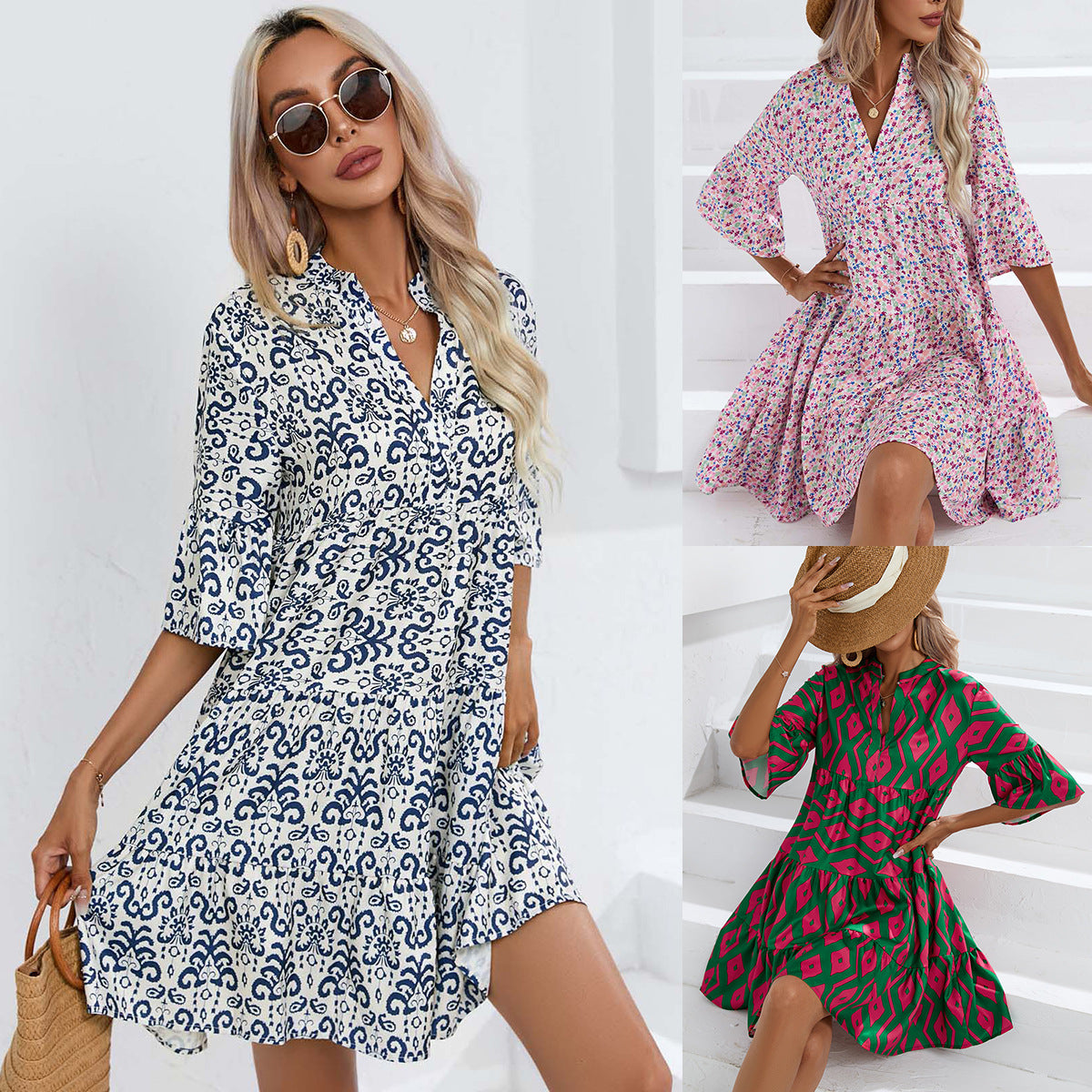 Boho V-Neck Summer Dress by Cristina Gore