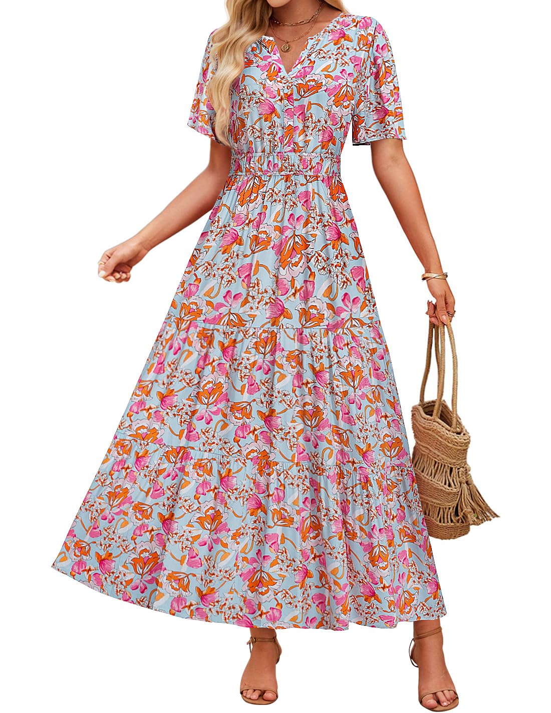 Rochie maxi cu imprimeu floral Cristina Gore Summer Comfort