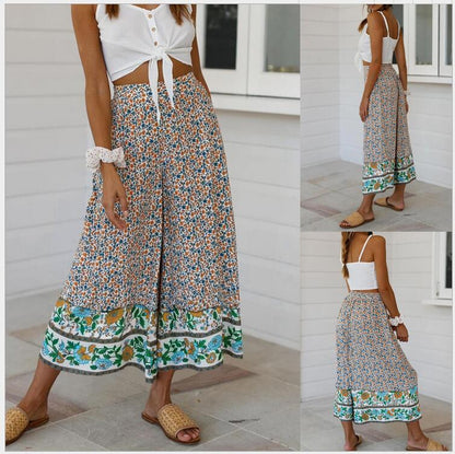Pantaloni drepți cu imprimeu floral Cristina Gore