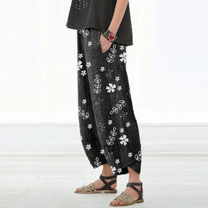 Pantaloni largi din bumbac cu imprimeu floral de Cristina Gore