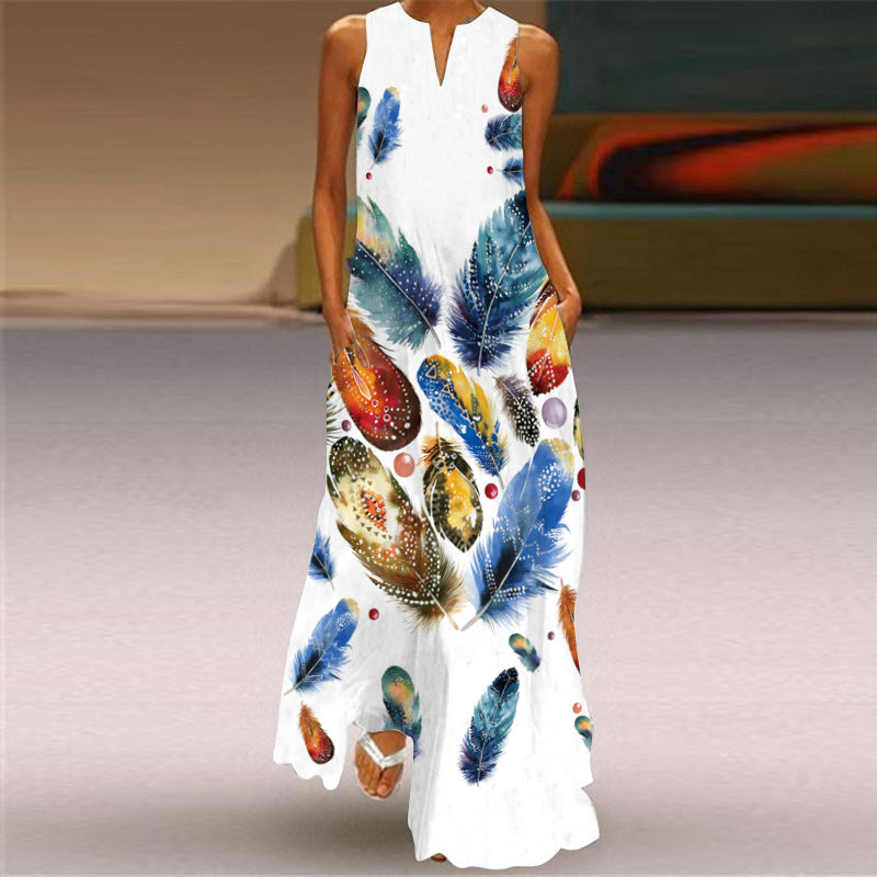 Rochie maxi fără mâneci cu imprimeu floral Cristina Gore