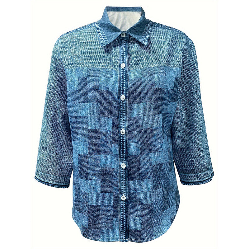 Jachetă vintage din denim Cristina - stil cardigan patchwork