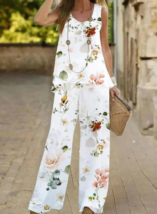 Set Cristina cu imprimeu - Set elegant cu picior larg