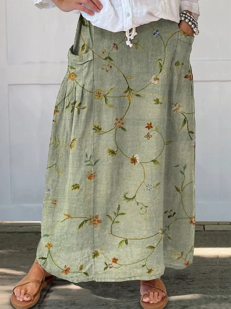 Fustă retro cu buzunar Cristina Gore, model floral, de zi cu zi