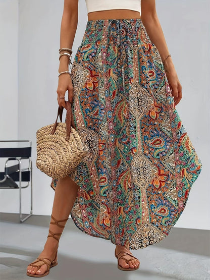 Fustă în linie A cu imprimeu floral boho Cristina Gore