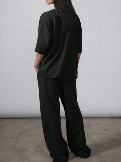 Set Cristina pentru femei cu guler rotund - mâneci tip aripi de liliac