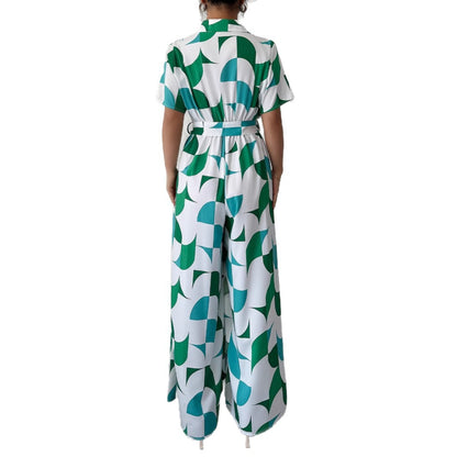 Salopetă verde chic Cristina Gore cu croi larg