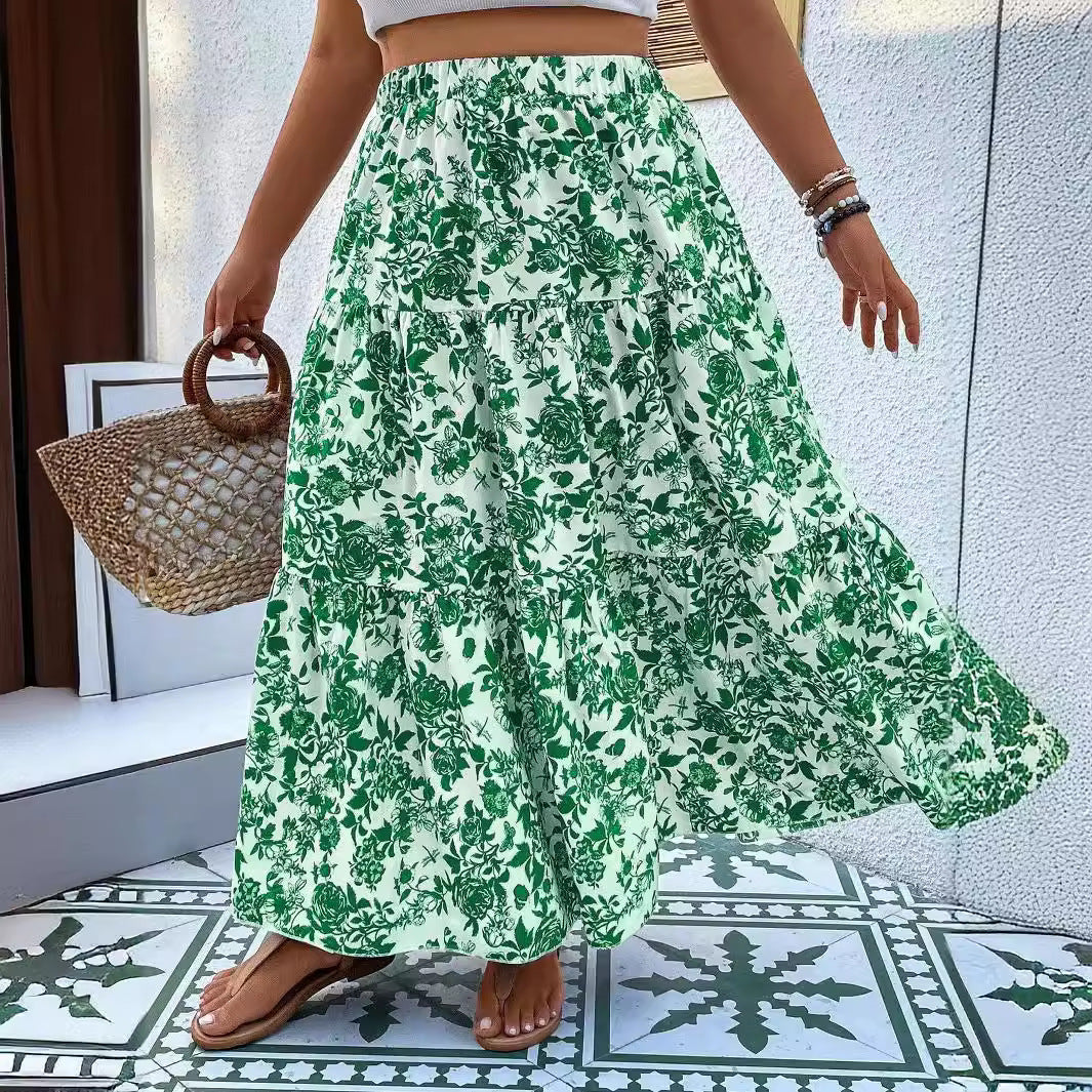Fustă maxi Cristina Gore cu imprimeu floral, mărime mare