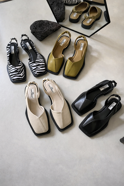 Sandale Cristina retro cu vârf pătrat - stil roman