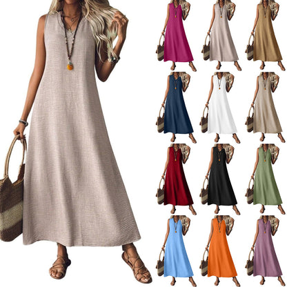 Rochie elegantă fără mâneci din cânepă Cristina Gore