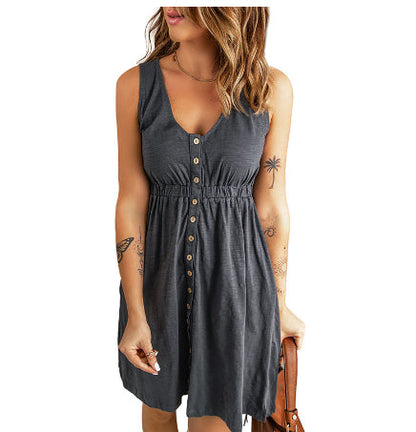 Rochie trapez Cristina - Închisă cu nasturi în față, stil urban