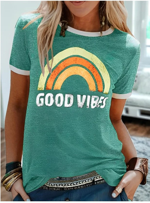 Tricou Cristina Good Vibes - Stil retro cu imprimeu