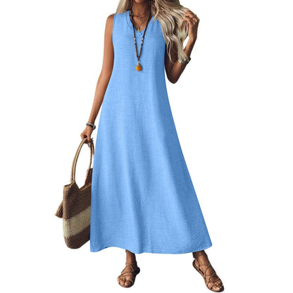 Rochie elegantă fără mâneci din cânepă Cristina Gore