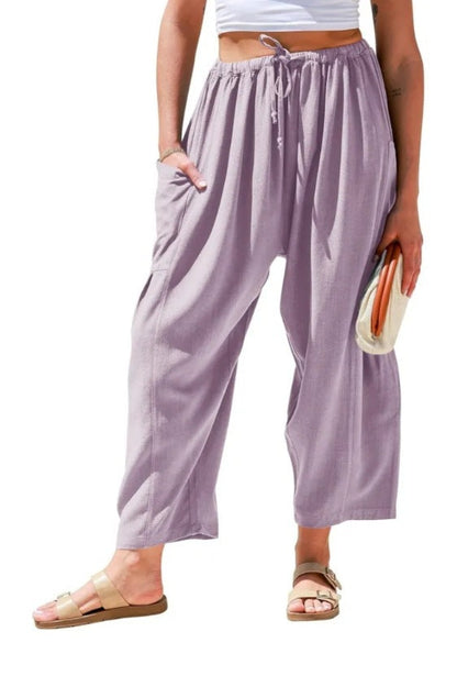 Pantaloni casual Cristina - Talie elastică, buzunare