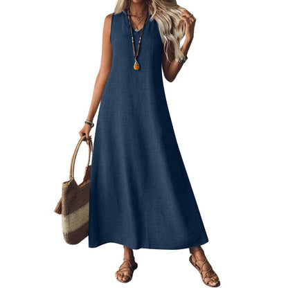 Rochie elegantă fără mâneci din cânepă Cristina Gore