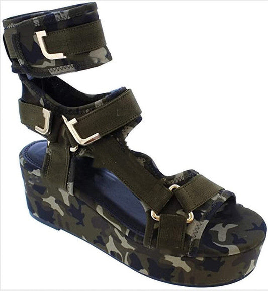 Sandale cu platformă Cristina - Imprimeu șarpe cu închidere cu velcro