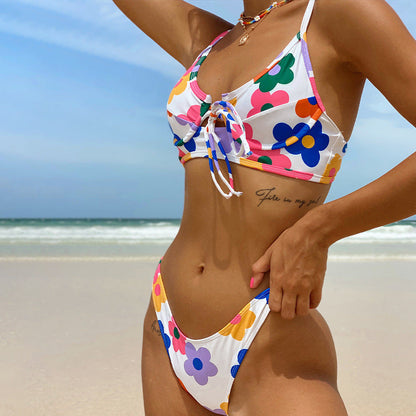 Bikini cu imprimeu floral, fără spate, de Cristina Gore