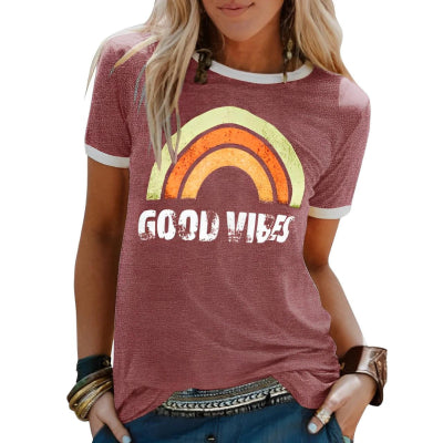 Tricou Cristina Good Vibes - Stil retro cu imprimeu