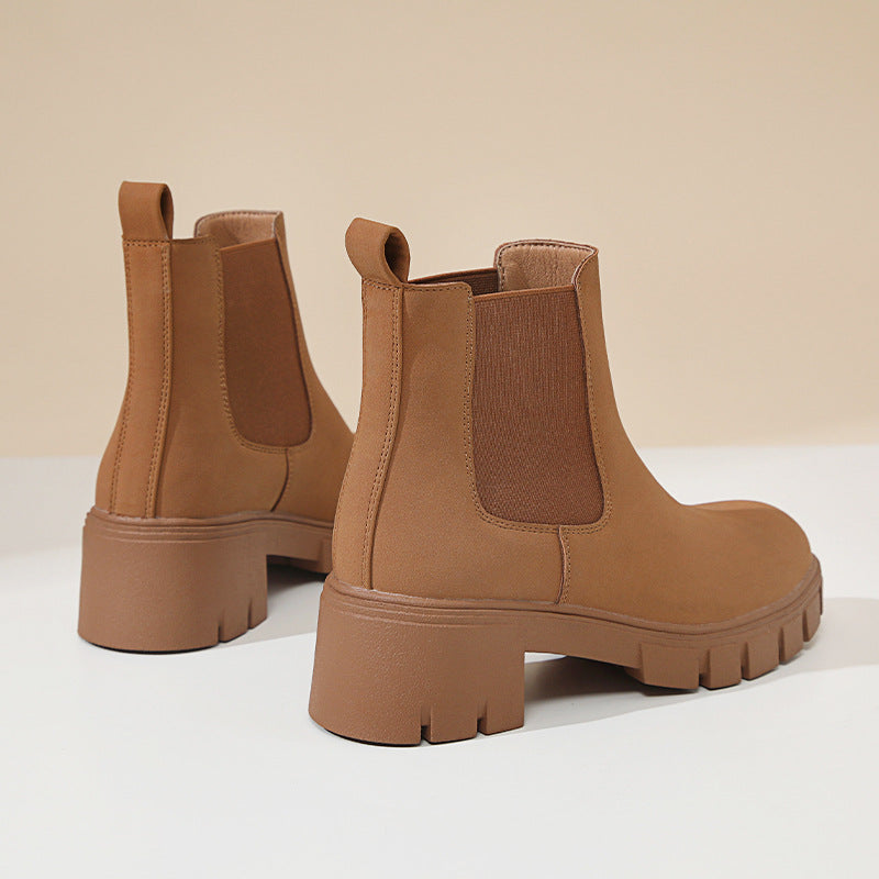 Ghete Chelsea din piele întoarsă Cristina - Talpă groasă