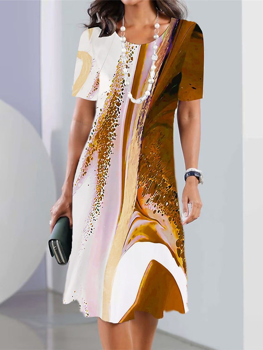 Rochie trapez Cristina – Imprimeu artistic și confort