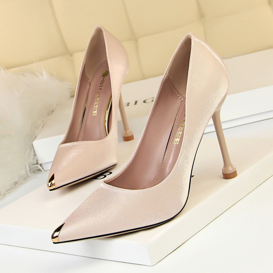 Elegant Metallic Satin Heels by Cristina Gore