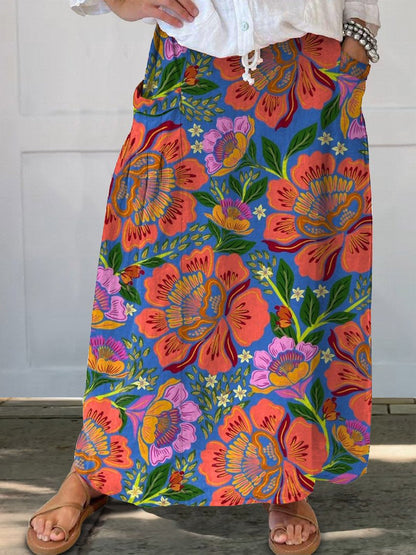 Fustă retro cu buzunar Cristina Gore, model floral, de zi cu zi