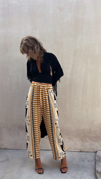 Pantaloni harem cu imprimeu boho Cristina Gore