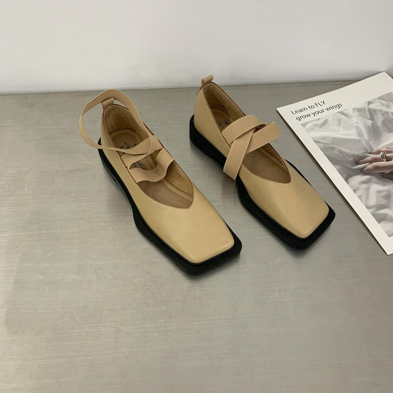 Pantofi Cristina retro cu vârf pătrat - Confort la toc jos