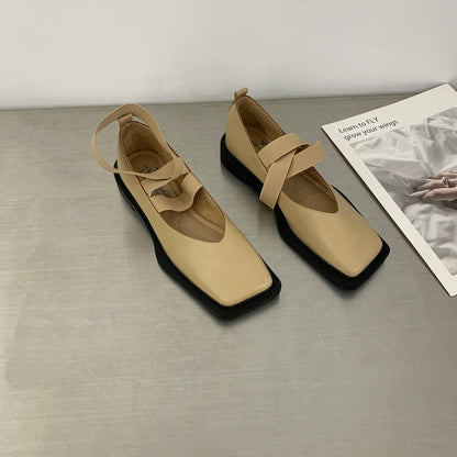 Pantofi Cristina retro cu vârf pătrat - Confort la toc jos