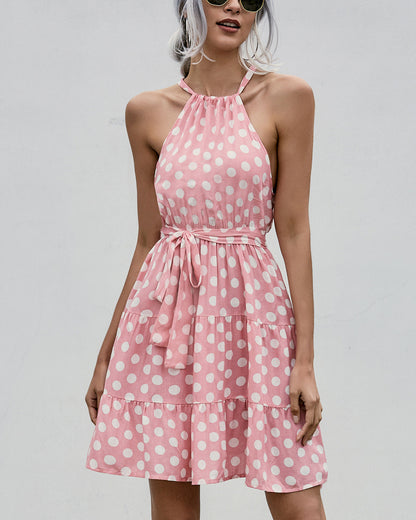 Rochie elegantă cu buline, model halter, de Cristina Gore