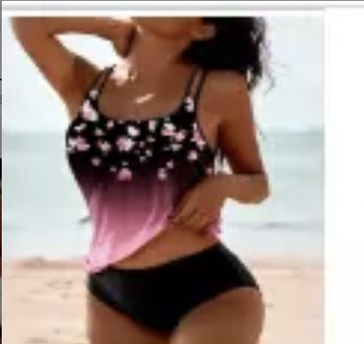 Set de costum de baie Cristina Vintage cu talie înaltă și imprimeu retro