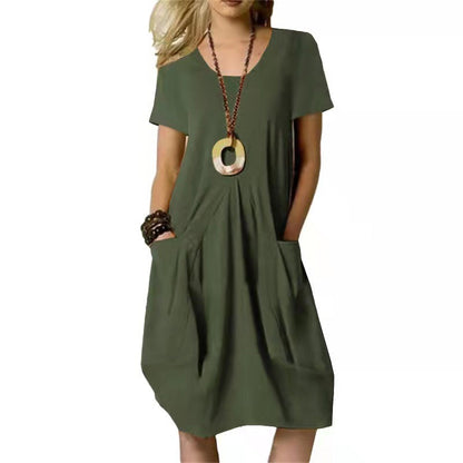 Rochie elegantă din bumbac și in Cristina Gore