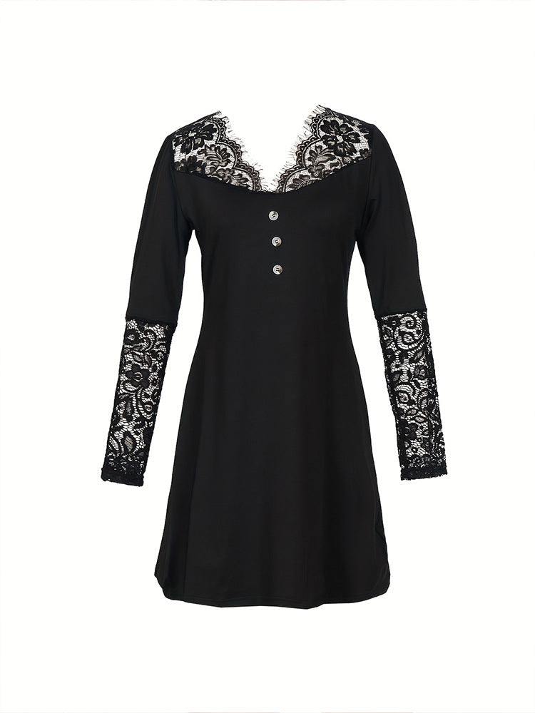 Rochie elegantă din dantelă cu decolteu în V de Cristina Gore