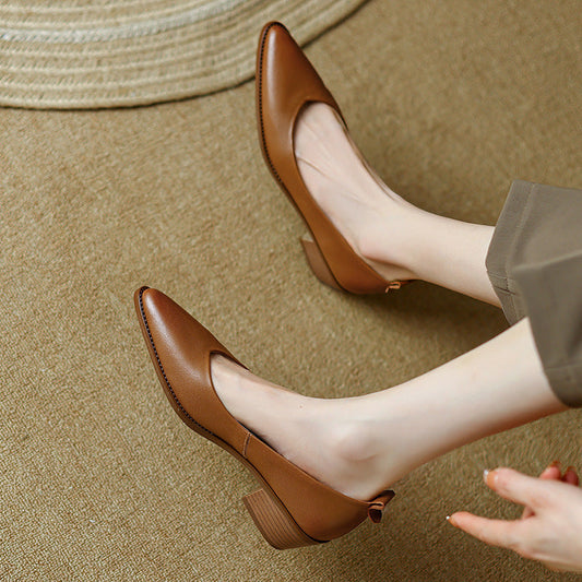 Elegant Sheepskin Low Heels by Cristina Gore