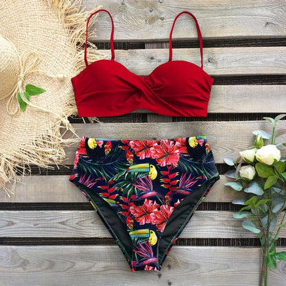 Bikini cu talie înaltă și imprimeu floral de Cristina Gore