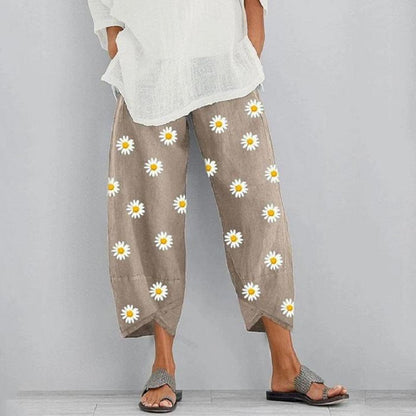 Floral Cropped Elastic Waist Pants by Cristina Gore