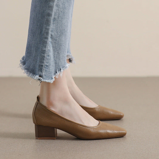 Pantofi cu vârf pătrat Cristina și talpă groasă - Confort modern