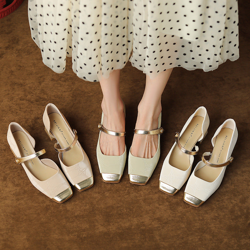 Retro Buckle Cristina Gore Mid Heel High Heels