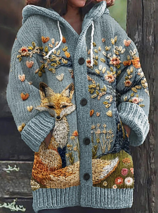 Pelerină Cristina cu imprimeu de pisici - Stil confortabil pentru sărbători